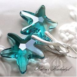 kryształowe kolczyki,swarovski Starfish Indicolite - Kolczyki - Biżuteria