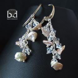 gronka kolczykiz perłami keishi i swarovski - Kolczyki - Biżuteria