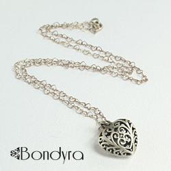 naszyjnik,srebrny,srebo,serce,romantyczny - Naszyjniki - Biżuteria