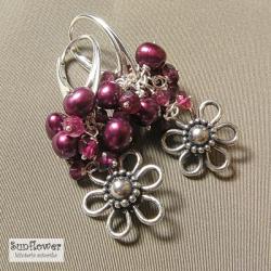 kolczyki,srebro,gronka,kiście,fioletowe,kwiatki - Kolczyki - Biżuteria