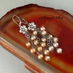 Kwiatowe kolczyki z perłami - Kolczyki - Biżuteria