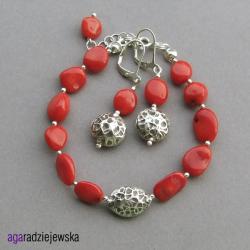 intensywna czerwień,oksydowane korale - Komplety - Biżuteria