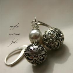 srebro,kolczyki ze szkatułu babci,perły,swarovski - Kolczyki - Biżuteria