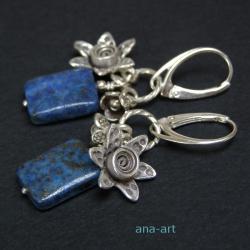 wiosenne kolczyki,radosne,kwiaty,lapis lazuli - Kolczyki - Biżuteria