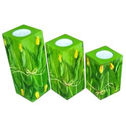 wiosenne świeczniki z tulipanami - Świeczniki - Wyposażenie wnętrz