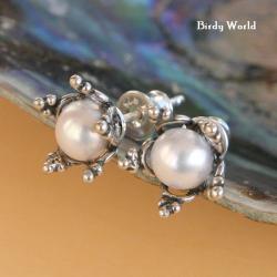 orientalne kolczyki sztyfty z perełkami - Kolczyki - Biżuteria