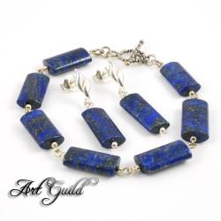 Elegancki komplet biżuterii,lapis lazuli,srebro - Komplety - Biżuteria