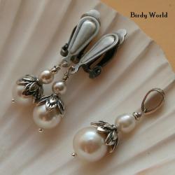 subtelny komplet retro z perłami - Komplety - Biżuteria