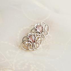 eleganckie,wire-wrapping,kwarc,oksydowane,róż - Kolczyki - Biżuteria
