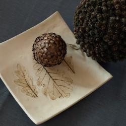 glina,niepowtarzalny,jesienny,liście - Ceramika i szkło - Wyposażenie wnętrz