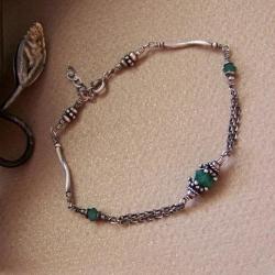 swarovski,zielony,srebro - Bransoletki - Biżuteria