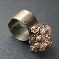 srebro,kryształ,Swarovski,pierścionek,oksydowany - Pierścionki - Biżuteria