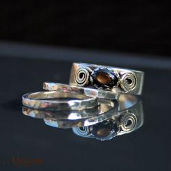 srebrny pierścionek z szafirem gwiaździstym, - Pierścionki - Biżuteria