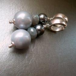 kolczyki w szarości,perły,z perłami - Kolczyki - Biżuteria