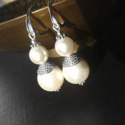 srebrne,kolczyki,perły,z perłami - Kolczyki - Biżuteria