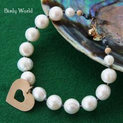 bransoletka z perłami i sercem - Bransoletki - Biżuteria
