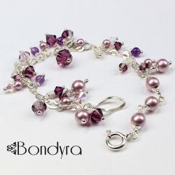 bransoletka,swarovski,perły,fioletowa - Bransoletki - Biżuteria