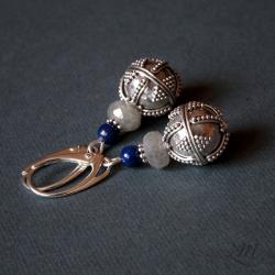 srebro,labradoryt,lapis lazuli - Kolczyki - Biżuteria