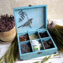 drewniane pudełko na herbatę - Herbatnice - Wyposażenie wnętrz