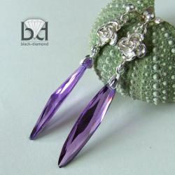 kolczyki z cyrkonią i motywem r&oacute;ży - Kolczyki - Biżuteria