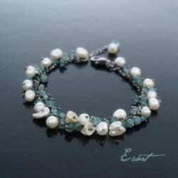 bransoletka z perłami i apatytami - Bransoletki - Biżuteria