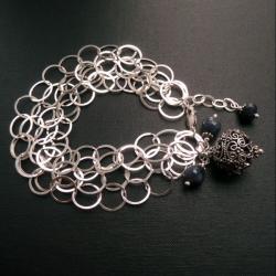 srebrna bransoleta,szafiry - Bransoletki - Biżuteria