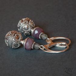 orienralne kolczyki,srebro,rubin,labradoryt - Kolczyki - Biżuteria