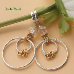 srebrno-złote kolczyki z kryształami - Kolczyki - Biżuteria