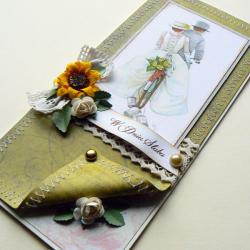 ślub,życzenia,kwiaty,rower,para młoda,retro - Kartki okolicznościowe - Akcesoria