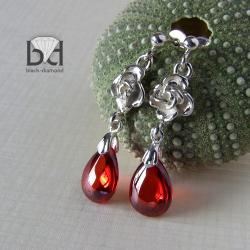 delikatne kolczyki z motywem r&oacute;ży i cyrkonii - Kolczyki - Biżuteria