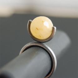 minimalistyczny pierścionek,awenturyn,srebro,kula - Pierścionki - Biżuteria