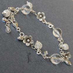 bransoletka,srebro,kryształ góski,Swarovski,kwiat - Bransoletki - Biżuteria