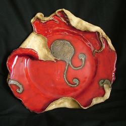 patera,ceramika,czerwień - Ceramika i szkło - Wyposażenie wnętrz