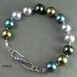 srebrna bransoletka z perłami seashell - Bransoletki - Biżuteria