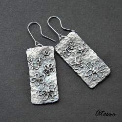 srebrne kolczyki z kwiatami - Kolczyki - Biżuteria