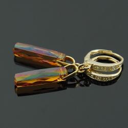 błyszczące kryształki Swarovski Copper w złocie - Kolczyki - Biżuteria