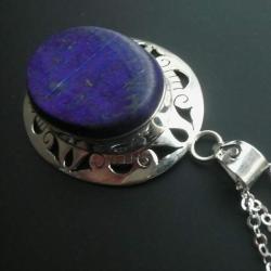 naszyjnik,srebrny z lapisem lazuli - Naszyjniki - Biżuteria