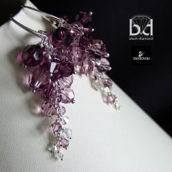 fioletowe kolczyki Gronka z kryształami Swarovski - Kolczyki - Biżuteria