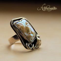 pierścionek z perłą keishi,asymtryczny - Pierścionki - Biżuteria