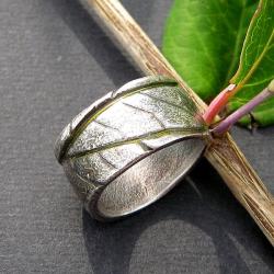 srebrna obrączka,art clay,natura - Pierścionki - Biżuteria