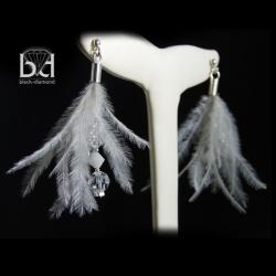 kolczyki z pi&oacute;rami,białe,ekstrawaganckie,na ślub - Kolczyki - Biżuteria