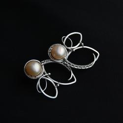 eleganckie,perły,srebro,sztyfty, - Kolczyki - Biżuteria