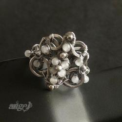 srebro,biały,pierścion,awangardowy,asymetryczny - Pierścionki - Biżuteria