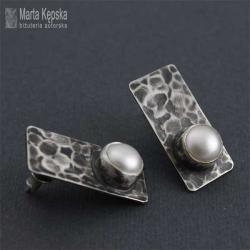 srebrna kolczyki z perłą - Kolczyki - Biżuteria