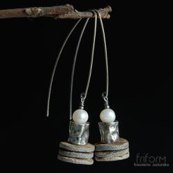 kolczyki,minimalistyczne,surowe,z perłą,długie - Kolczyki - Biżuteria