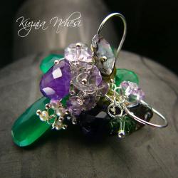 kolczyki z kwarcem,zielone,bigle,kwarc perły - Kolczyki - Biżuteria