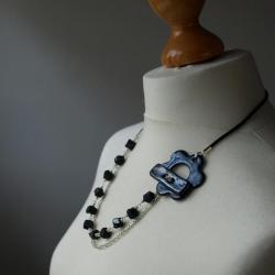 awangardowy naszyjnik ze srebra i ceramiki - Naszyjniki - Biżuteria