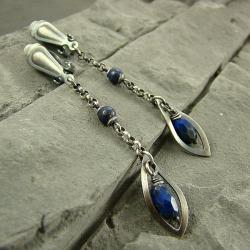 długie,delikatne klipsy z lapisem lazuli - Klipsy - Biżuteria