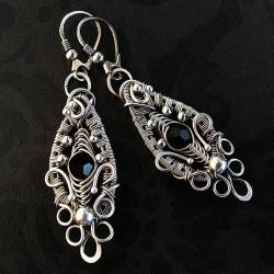 herringbone,wire,wrapping,swarovski,kryształ - Kolczyki - Biżuteria