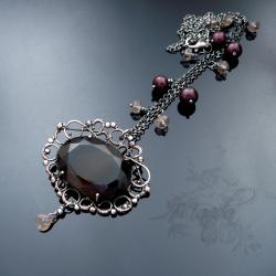 koronka,wire-wrapping,brąz,wisior,srebro - Naszyjniki - Biżuteria